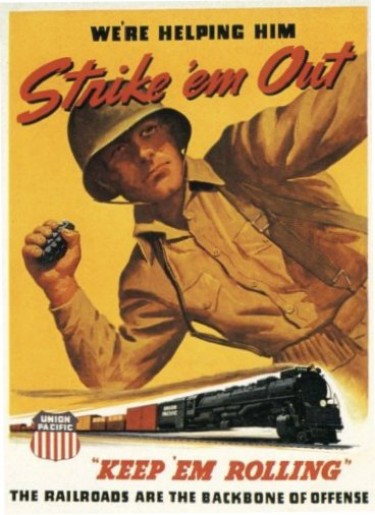 We're helping him Strike 'em out WW2 Poster
