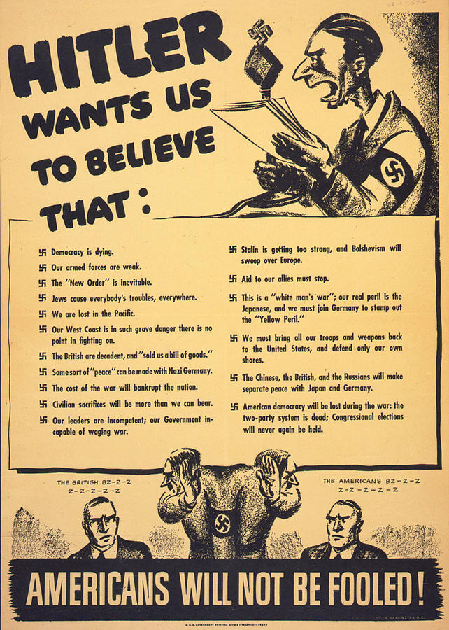 Hitler wants us to believe that WW2 Poster