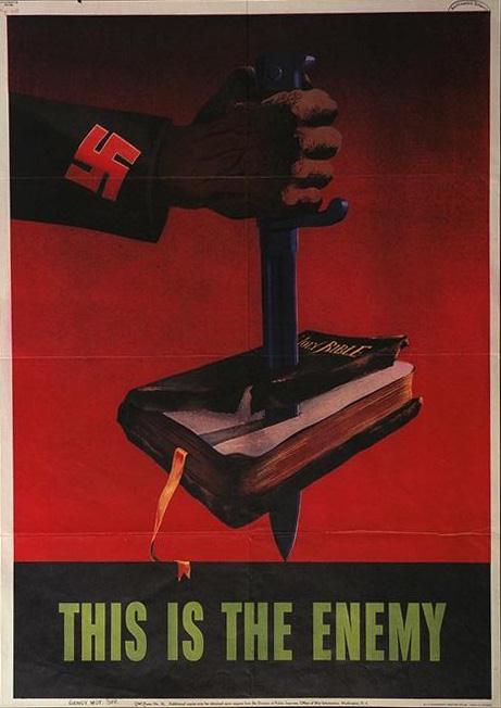 knife stuck thru bible -this is the enemy- WW2 Poster