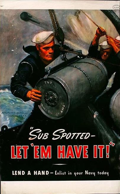 Navy - Sub spotted...let 'em have it WW2 Poster