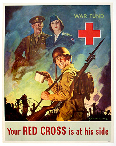 War fund - your Red Cross is at his side WW2 Poster