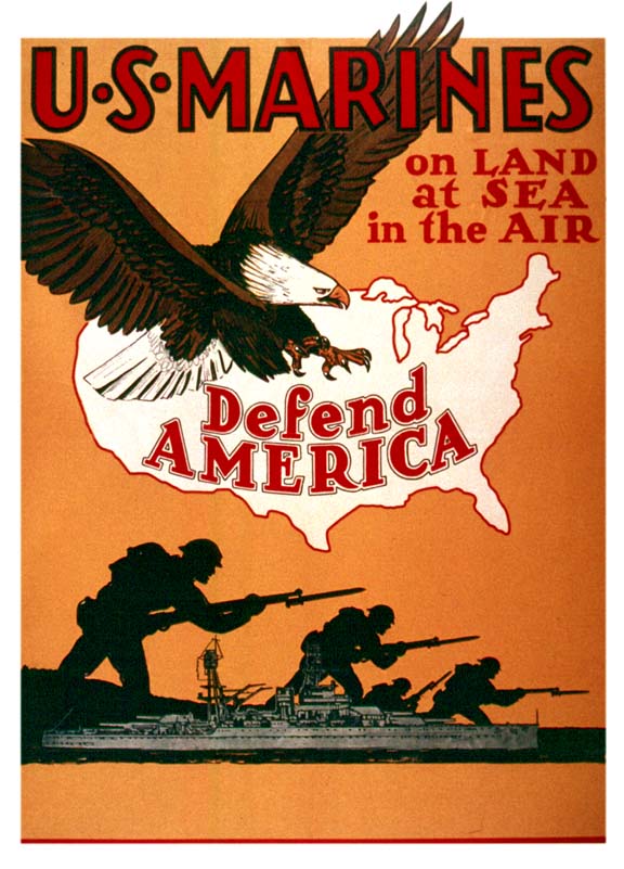 USMC Defend America WW2 Poster