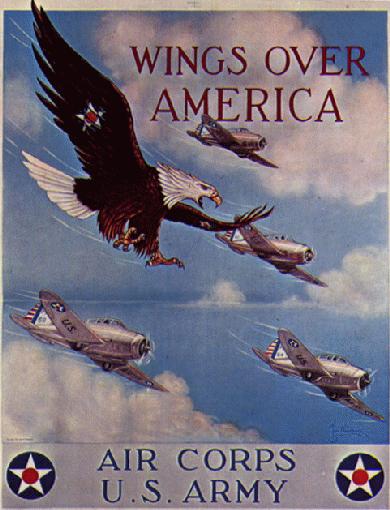 US Army Air Corps - Wings over America -blue- WW2 Poster